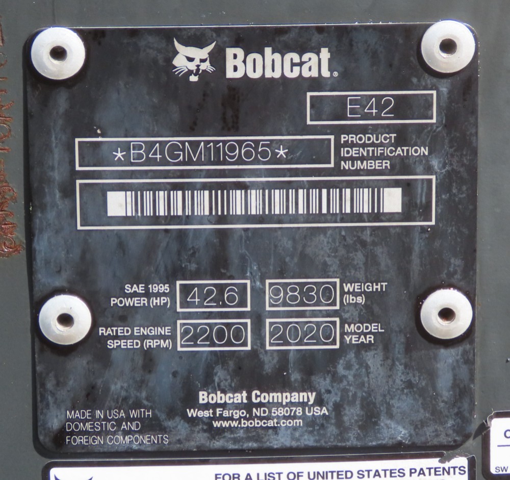 2020 Bobcat E42 Mini Excavator Rubber Tracks Backhoe Aux Hyd Blade - Image 25