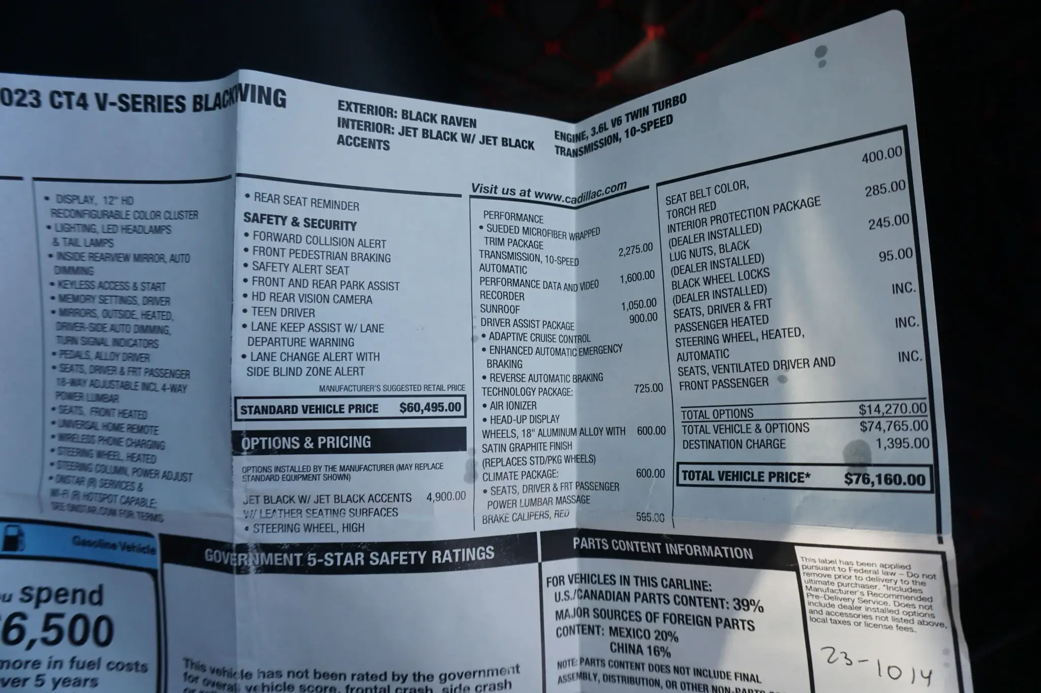 2023 Cadillac CT4-V Blackwing - Image 27